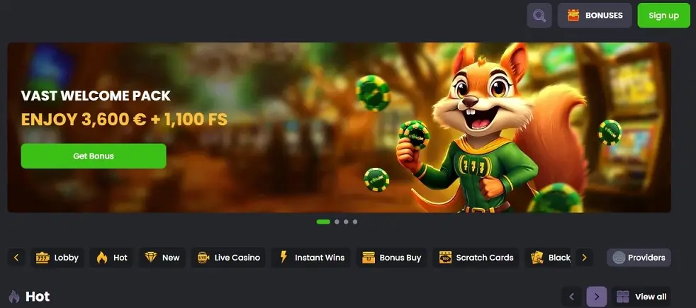 Domovská stránka Spinline Casino