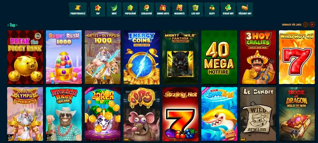 Sortiment her v Spinanga Casino