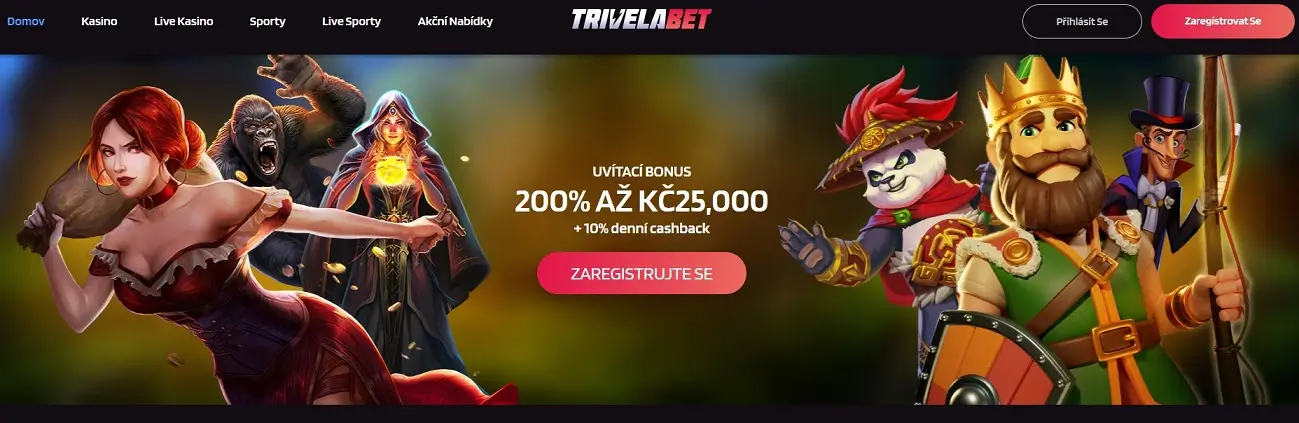 Úvodní stránka trivelabet casino